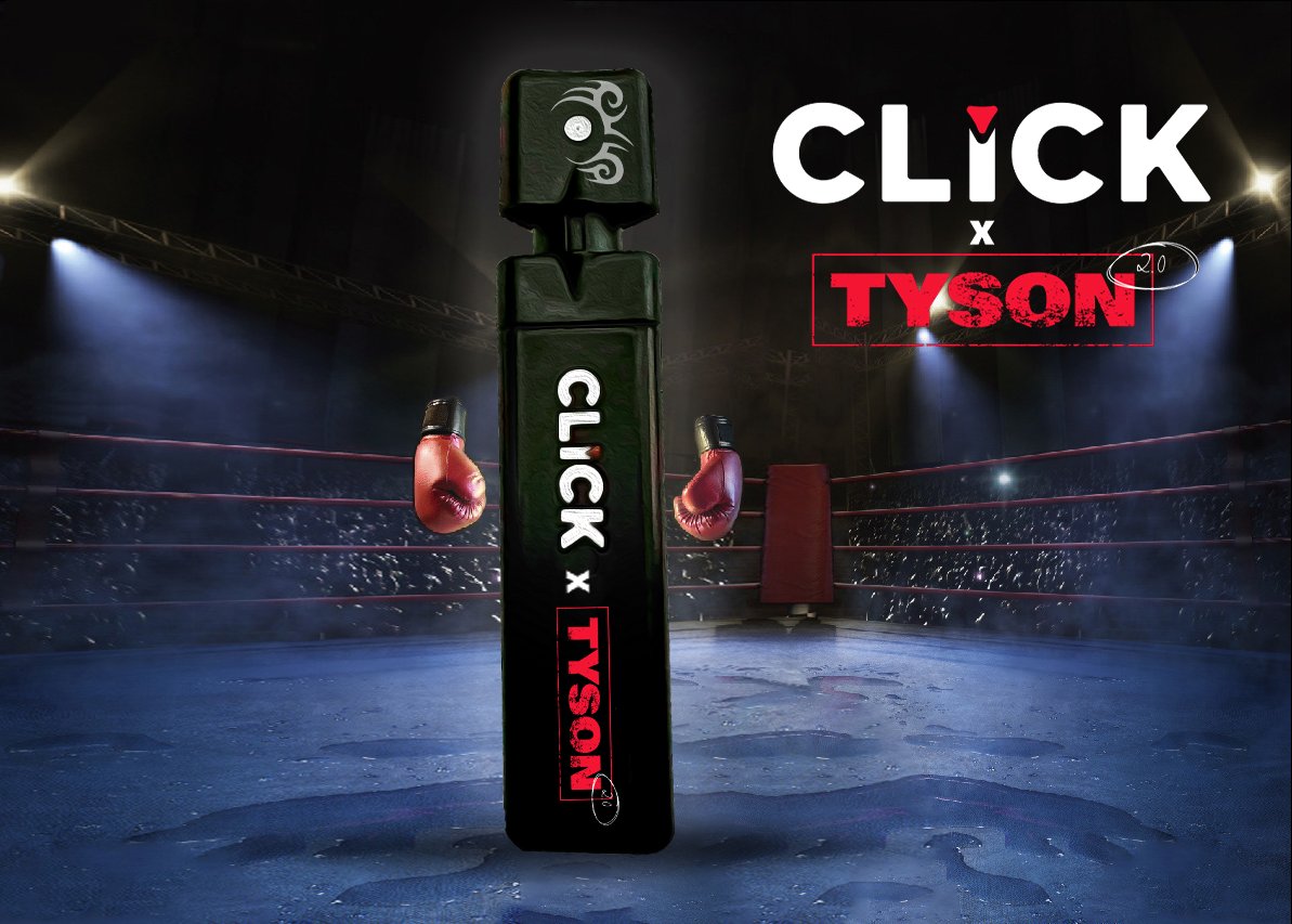 ClickSprays's tweet photo. While most of us can’t take a punch from the undisputed champ, we can all enjoy a hit from Click X Tyson 2.0 https://t.co/7gahSFN0Ir