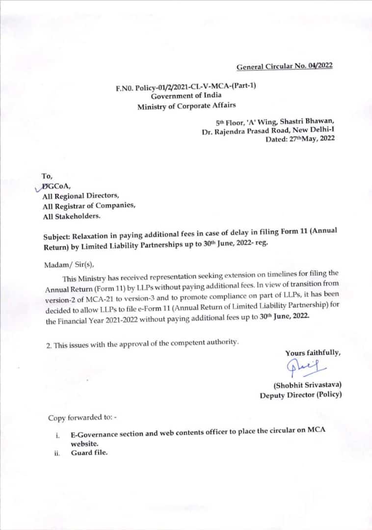 mohitarya111's tweet image. #extension #llp
#form11
LLP form 11 date extended to 30.06.2022 much needed relief, though am still not sure whether V3 will be able to re juggle the erroneous data.