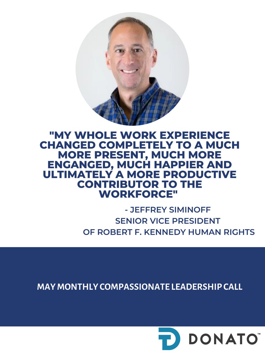DonatoTramuto's tweet photo. This week, we hosted our monthly #CompassionateLeadership call. My good friend, Jeffrey Siminoff, shared insight on what changed for him once he learned how to be a more compassionate leader. Jeffrey is also one of the many leaders I interviewed for my book, #TheDoubleBottomLine. https://t.co/xrRfHkfDhJ