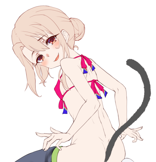 bosisoko's tweet photo. ⑤：線画中。ツイッターに投稿予定のバージョンは水着をちゃんと着ていてる絵になりますが、これはfanboxの差分用に用意を進めている、水着の紐を解いたバージョンの健全な（下をトリミングしてあるので！）wipです。 https://t.co/S49mDGzDue