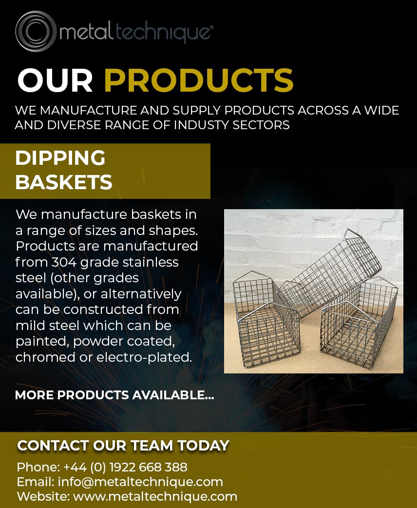 metal_technique's tweet photo. We #manufacture #baskets in a range of sizes and shapes. Products are manufactured from 304-grade stainless #steel (other grades available), or alternatively can be constructed from mild steel which can be painted, powder-#coated, #chromed or #electro-plated.
#metal #fabrication https://t.co/OhUPdomyhT