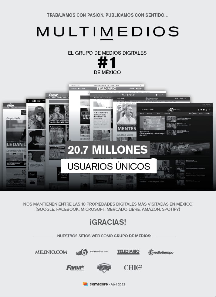 mileniotv's tweet photo. Con más de 20 millones de usuarios únicos, MULTIMEDIOS se coloca como el grupo de medios digitales más visitado en México.
#MULT1MEDIOS https://t.co/2goJ7aoTs8