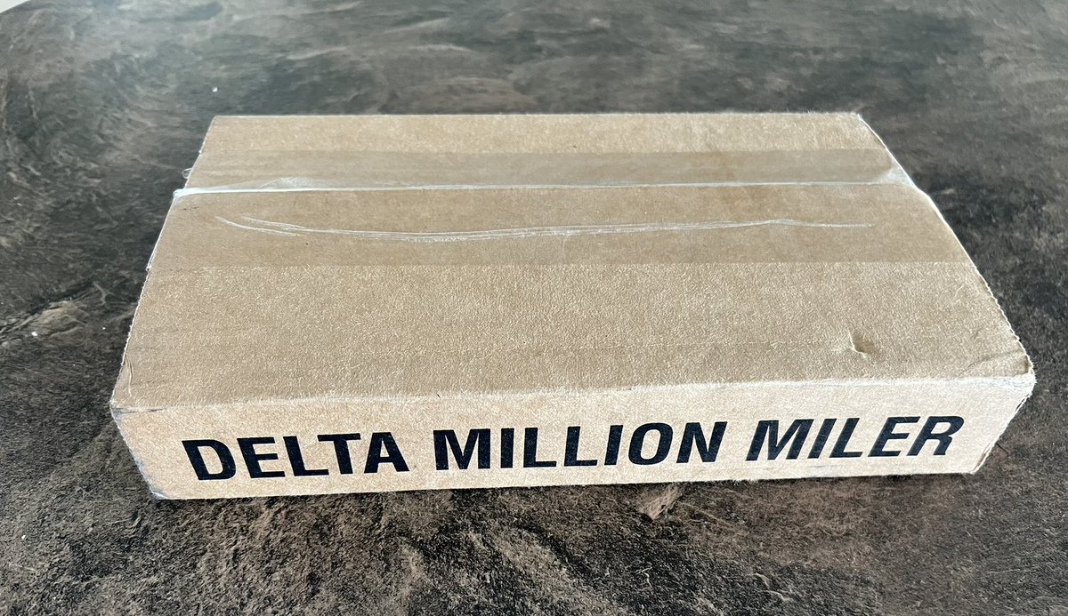 j_c_hurley's tweet photo. Well @Delta it comes with mixed emotions to get this very well done package this morning 🙄 #millionmiler #actually2 #greatservice #loyalty #lotsoftimeinseat https://t.co/wZDt0wufvq
