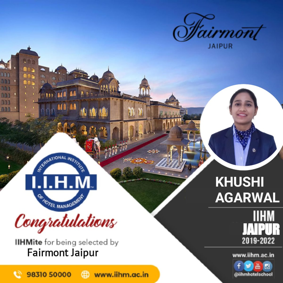 iihmjpr's tweet photo. IIHM is happy to announce that IIHM Jaipur students get placed at @FairmontJaipur, an epitome of true Indian luxury.
Register today@ https://t.co/2YYK8GTzEm
#admission2022 #Chefsofiihm #admissionopen #placement #placement2022 #iihmbest3years #careerchoices https://t.co/IdO8LsWuX5