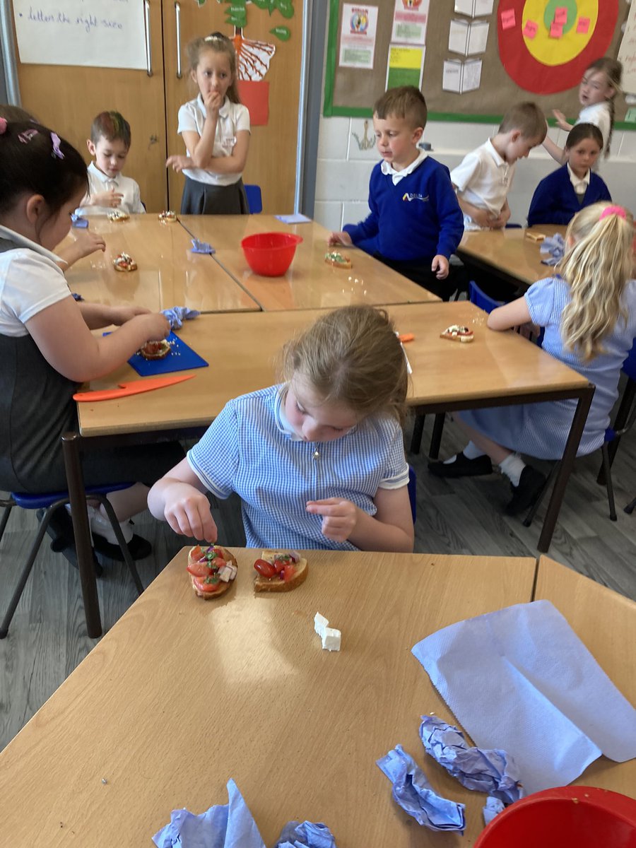 DeltaCravenY2's tweet photo. The class loved Classroom Kitchen this afternoon, making one of Mr Rhodes’ favourite starters - bruschetta! 🇮🇹 🥖 🍅 🧅 🌿 @DeltaCraven @ClassroomK https://t.co/lTwhk6ogvk
