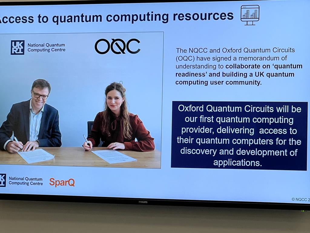 OxInst's tweet photo. It was great to attend the event held by the #NQCC announce the launch of the first of its Quantum Readiness Programme, SparQ. Congratulations to @OxfordQCircuits for being the first collaborators as part of SparQ!
@IlanaWisby 

#OxInstIsListening #QuantumComputing #QuantumEvent https://t.co/rYXEGkbaGf