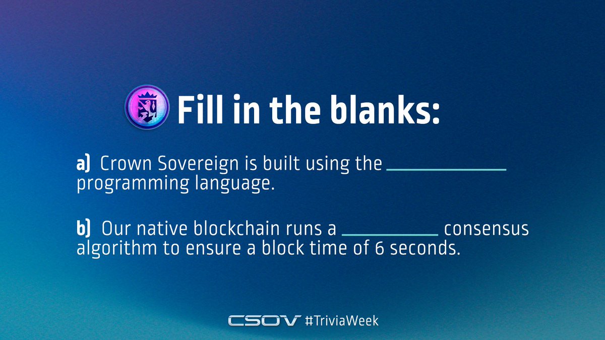 CSOV_token's tweet photo. CSOV #TriviaWeek 3/5 ❔
How well do you know the technology behind $CSOV? 🤔
Drop your answers in the comments below ⬇️
#Giveaway #Crypto https://t.co/LHJnpu4039
