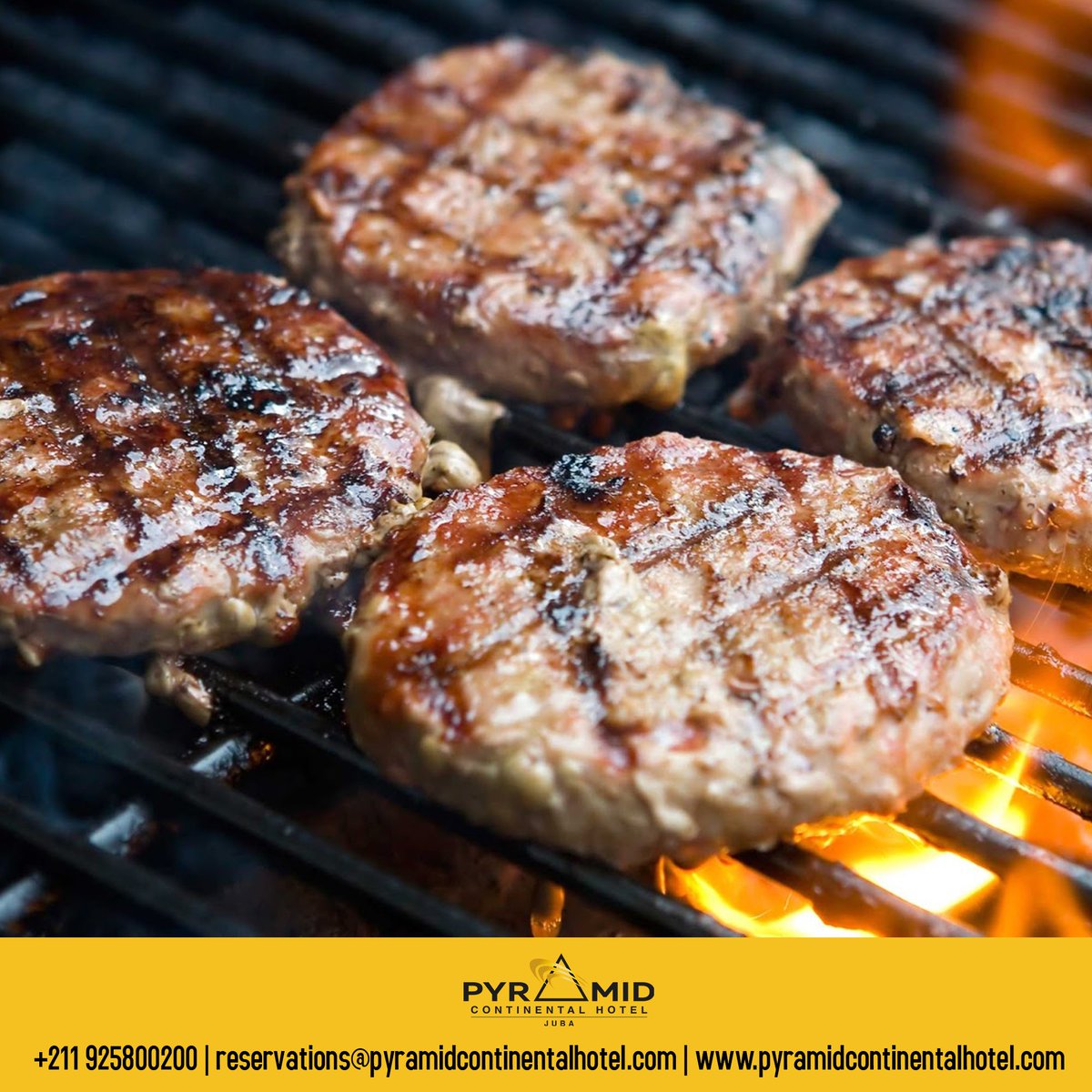 hotel_pyramid's tweet photo. Are you ready for a fiery and smoky meal? We hope the answer is yes!
Enjoy grilled meat, Shawarma, drinks and music with our #WeekendBarbecue.
This Friday and Saturday from 5pm to 10pm at The Hookah Terrace
For more information call: +211 925800200
#Juba #SouthSudan https://t.co/MIp56PYy6q