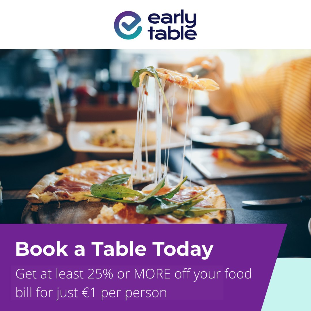 Early_Table's tweet image. With Sunny weekend we can push the laptop to one side and leave the Teams/Zoom calls in the office. Book on Earlytable for just €1 per person, you can save at least 25% or MORE on your food bill in restaurants nationwide. Visit earlytable.ie #earlytable #restaurants