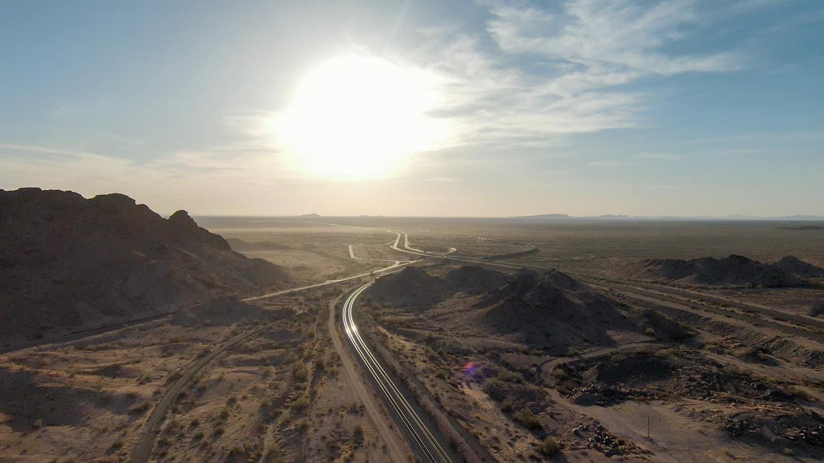 urbie's tweet photo. @DJIGlobal My fav twisty roads picture taken with my #djifpv May 7.. it’s at the confluence of old US highway 80, Interstate 8 and  @UnionPacific #SunsetRoute. I would have like to have taken it with my #djimavic3 but I didn’t want to lose the shot while the latter found enough satellites. https://t.co/ah3bcwF0D4