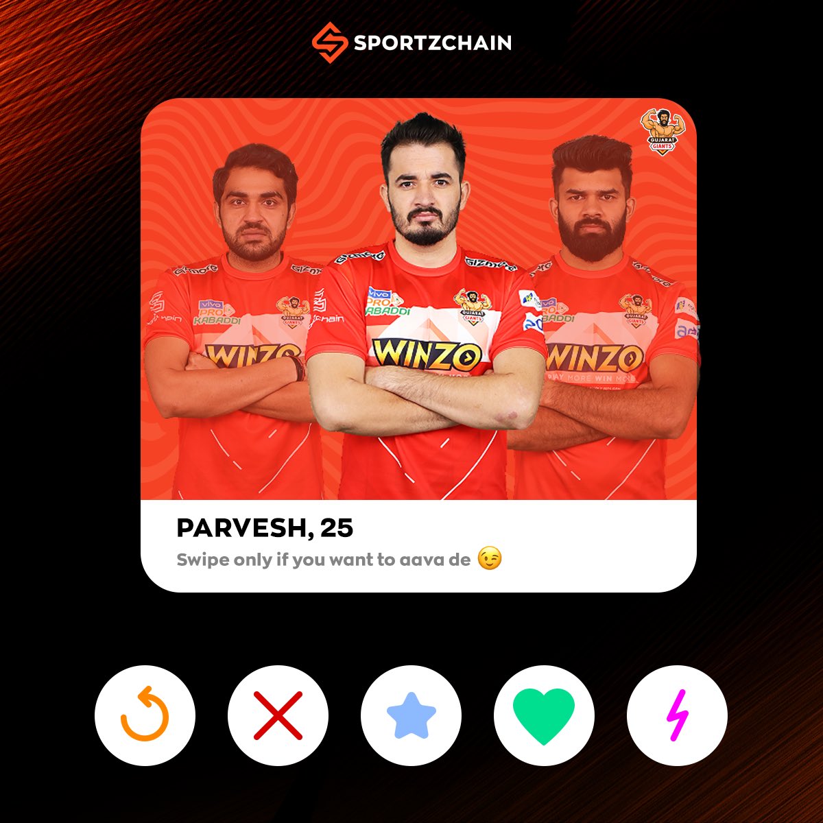 SPORTZCHAIN's tweet photo. If you could swipe and meet &amp; greet with all 3 players. Would you? 🤔⏩

Presenting the Digital world for fans to make where you can meet your favourite players! 🌎

Sign up today on ⤵️

https://t.co/uAR6FgTXCm 

#sportzchain #BeTheGameChanger #OneDigitalWorld https://t.co/pjAFYEe4E6