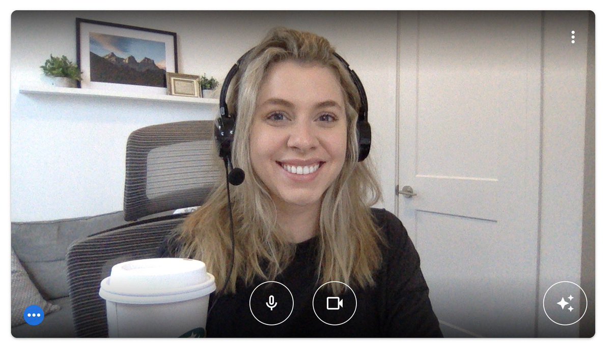 dawsynborland's tweet photo. I moved! I finally have a nice Zoom background! I have a headset that makes me feel like Britney Spears! https://t.co/mavRNDKgue