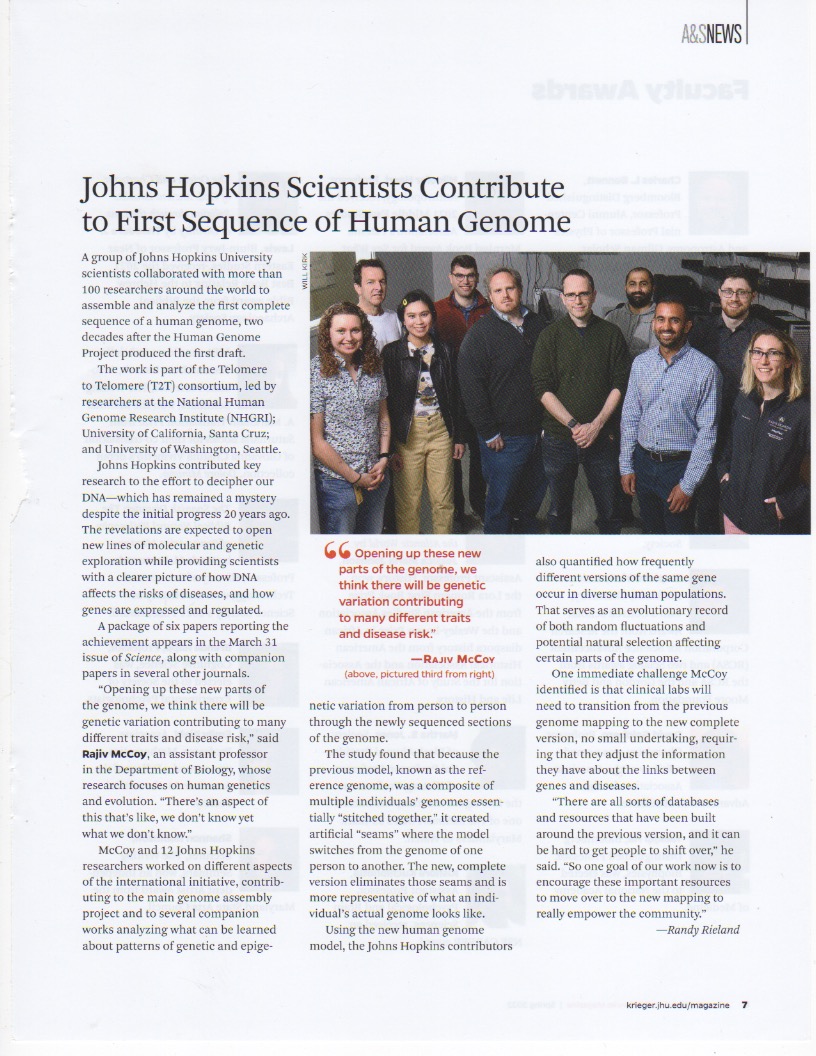 Abess Center/ECS alum Rajiv McCoy in Johns Hopkins news...