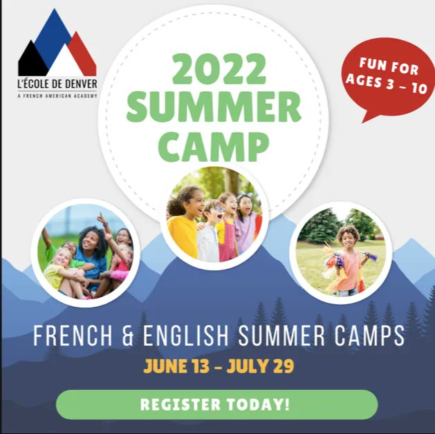 🇫🇷 FRENCH CAMPS &amp; 🇺🇸 ENGLISH CAMPS
📆 Dates: June 13 – July 29 — Sign up for individual weeks or the whole summer!

Hours of Operation: 8:30am to 3:30 pm (Camp) | 3:30pm to 5:30pm (After Care)
Cost: $390/week for Camp | $20 per day for After Care

buff.ly/3lIFjJ9