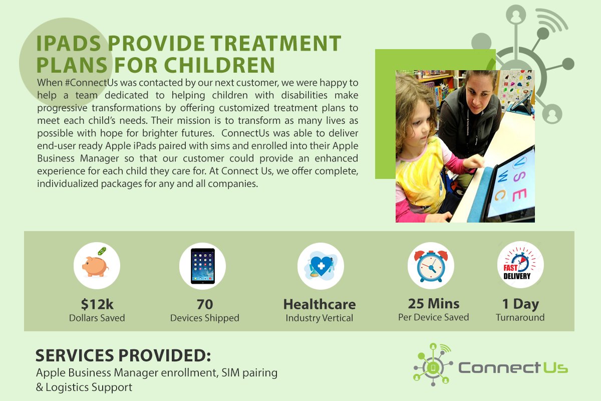 ConnectUsIoT's tweet photo. iPads provide treatment plans for children. https://t.co/3wF9dxGNTx