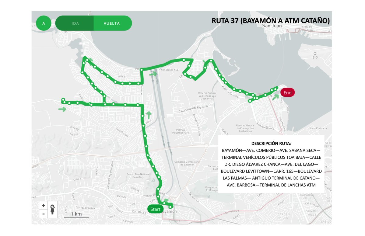 Ruta D-37 viaja desde el Terminal de Lanchas de ATM hasta la Estación <a href="/trenurbanopr/">Tren Urbano</a> en Bayamón. Lunes a viernes tiene una frecuencia de cada 50 minutos. Mientras que sábados y feriados sale cada 70 minutos. #ViajaSeguro 
<a href="/DTOP/">DTOP</a> @prsecdtop <a href="/fortalezapr/">Puerto Rico Governor's Office</a>