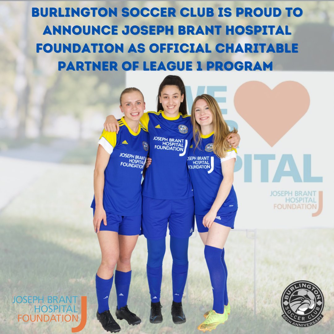 burlsoccer's tweet photo. The Burlington Soccer Club is proud to announce Joseph Brant Hospital Foundation as our official charitable partner of League 1 program🎉!!
#bayhawks4life #soccerlife #BSC #JBHF #Leagueone #community https://t.co/lRjq3ilTc9