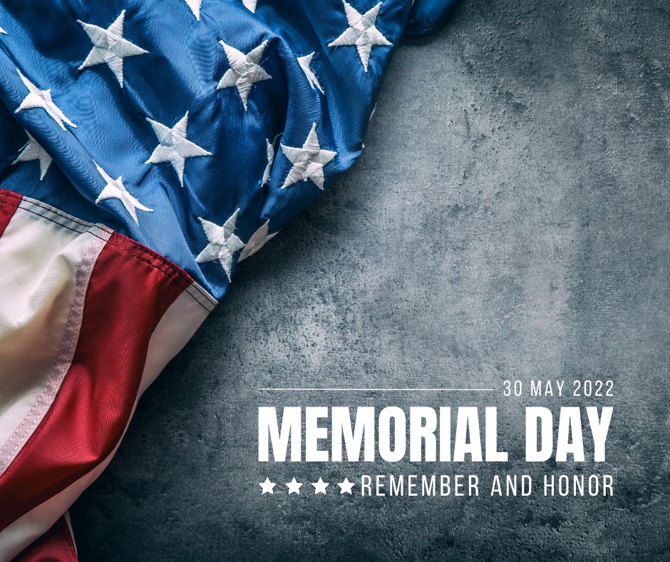 Holiday Closing: Please note all branches and offices will be closed on Monday, May 30th, in observance of Memorial Day.