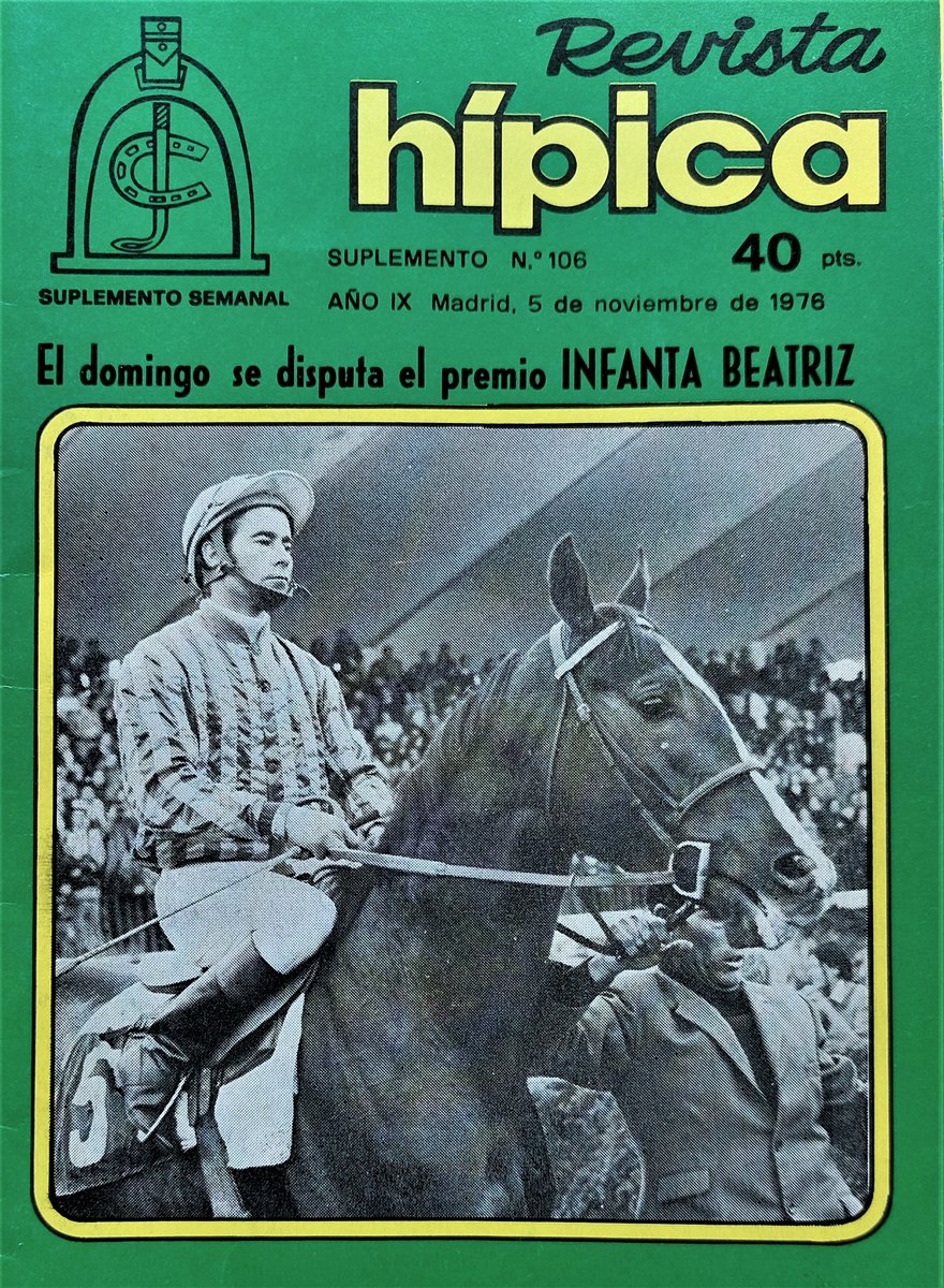 Rheffissimo (Rheffic y La Sanctissima, 1973), con  Román Martín en la silla, camino de pasearse en el Memorial Duque de Toledo de 1976. "Un caballo que galopa, gana y se exhibe" según se escribía en la Revista Hípica. 📷Díaz-Portas