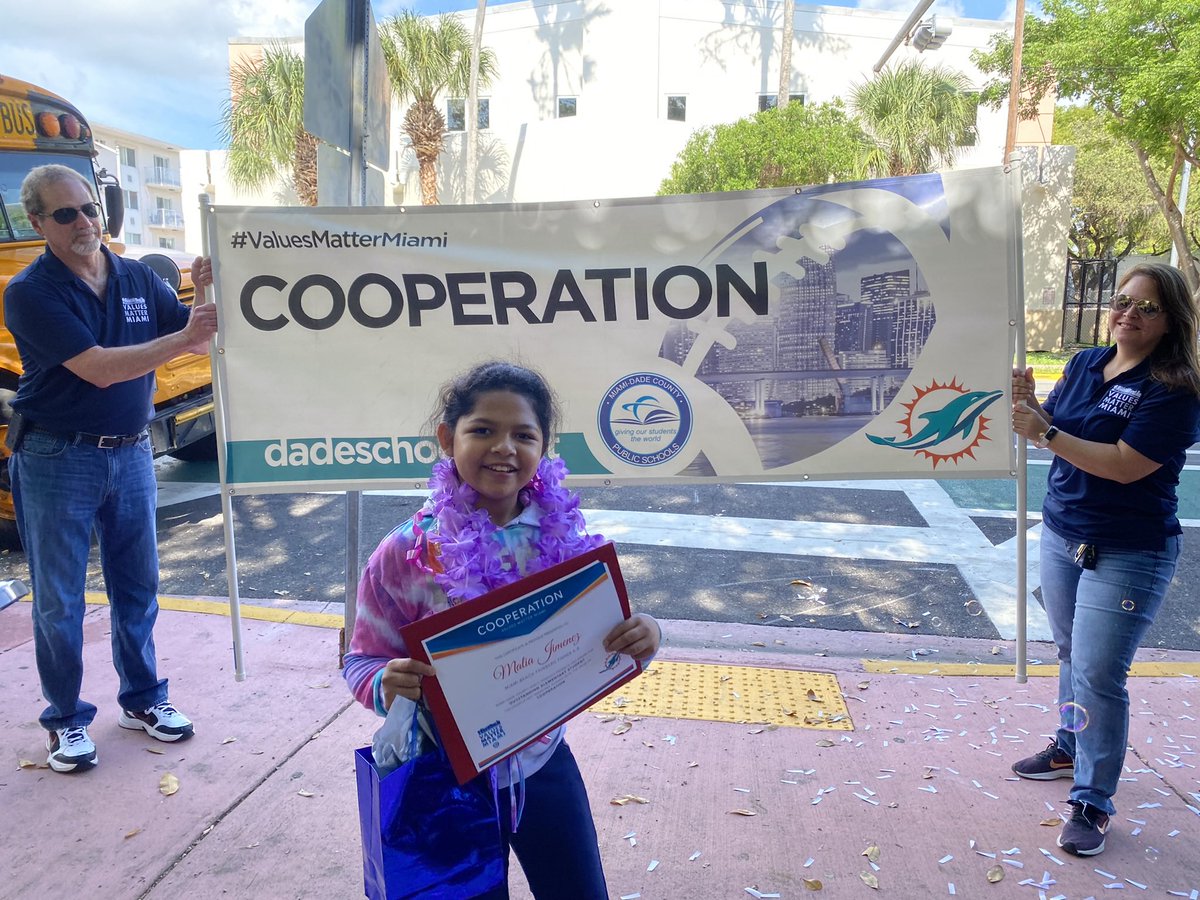StdtSvcsMDCPS's tweet photo. Congratulations to Malia Jimenez from @FienbergFisher! Malia is the #ValuesMatterMiami Outstanding Cooperation Elementary Student of the Year! @MDCPS @MDCPSNorth @FinsOffTheField https://t.co/S5qH9Ur1wf