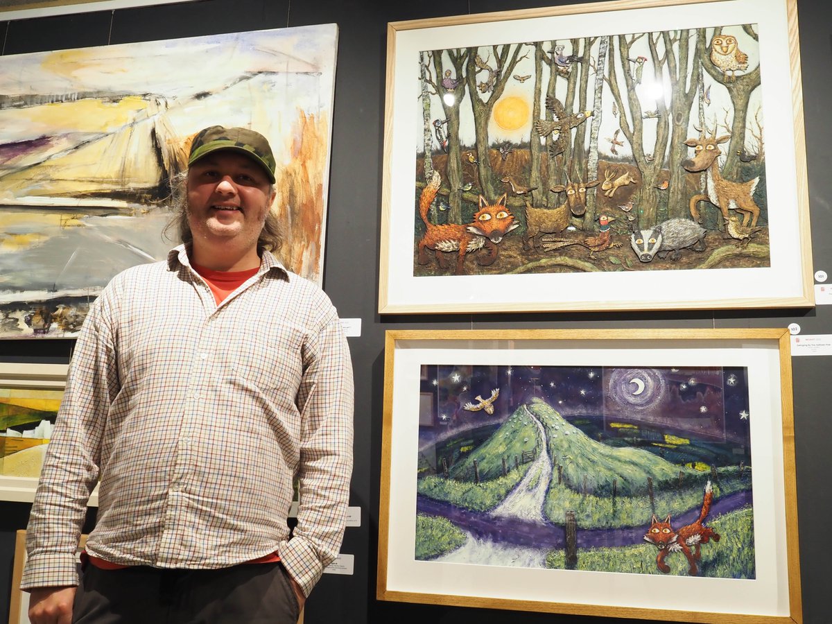 My <a href="/OS_WBNH/">Open Studios WBNH</a> #insightexhibition selfie, taken earlier at <a href="/thebasegreenham/">TheBaseGreenham</a> I'm stood in front of my 'From the woods' #painting which features some of the wild life I'm lucky enough to see on my walks. It's also inspired by the <a href="/smokefairies/">Smoke Fairies</a> song 'Out of the woods' and it has sold!