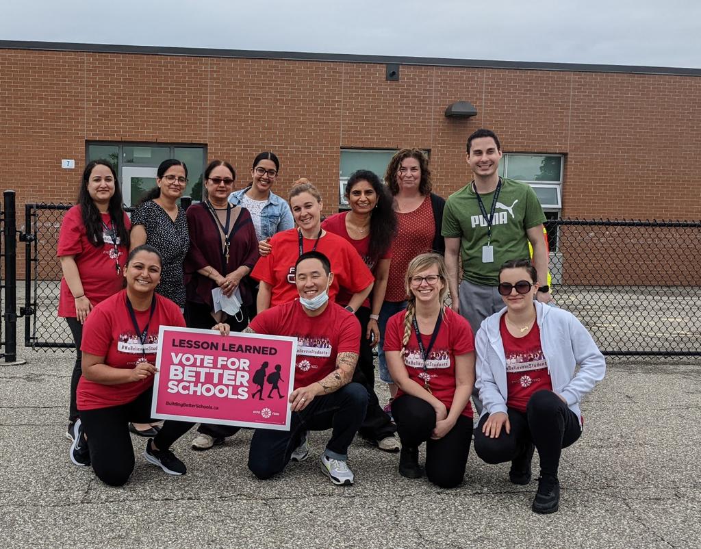 At Eastbourne Drive PS we're wearing #RedforEd and gathering to advocate for the public education system our students deserve! <a href="/ETFOPeel/">ETFO Peel</a> #buildingbetterschools
