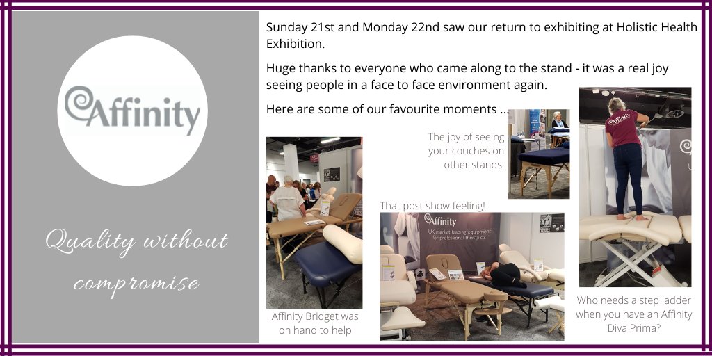 AffinityCouches's tweet photo. A great time was had by Team Affinity at the recent Holistic Health Show. Here are some of our favourite moments. Apparently 'Couch Surfing' was not on our risk assessment - oops!
https://t.co/UQKAibMQk6
#Affinityquality #massagetherapy #massagetherapist https://t.co/DB6qMFjmUx