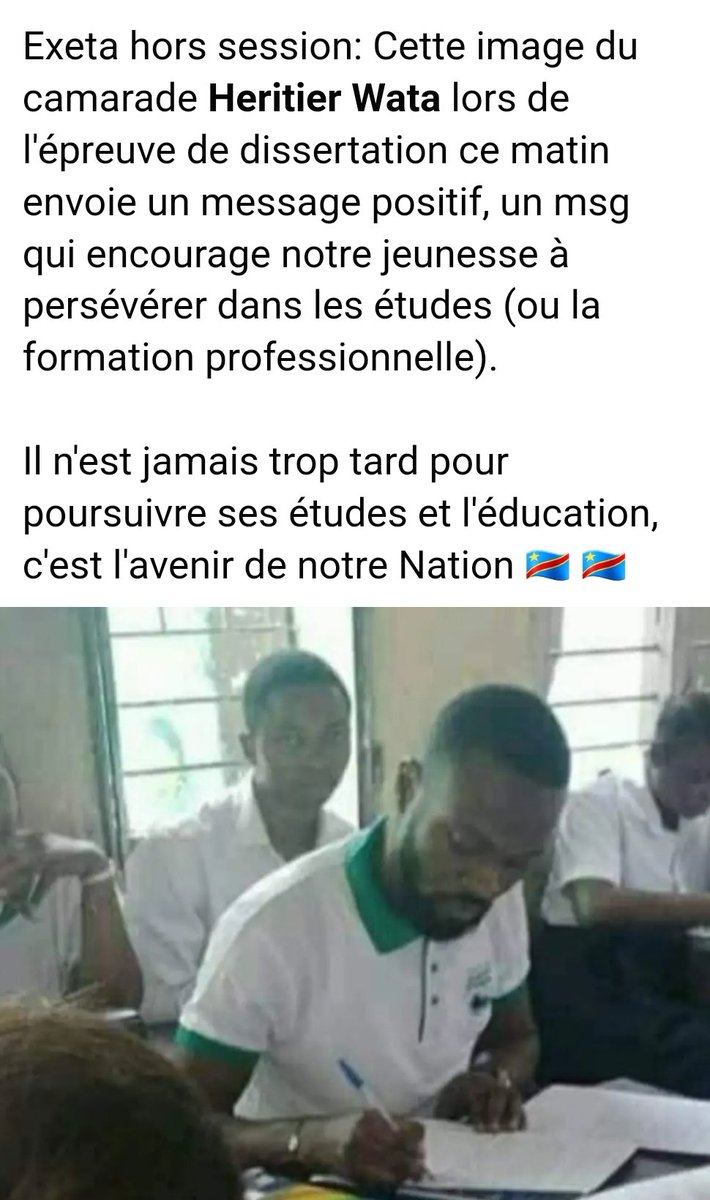 JenyBsg's tweet photo. @heritierwata29 Bonne application pour tes epreuves des examen d'etat 2022. https://t.co/Wwk99p14op
