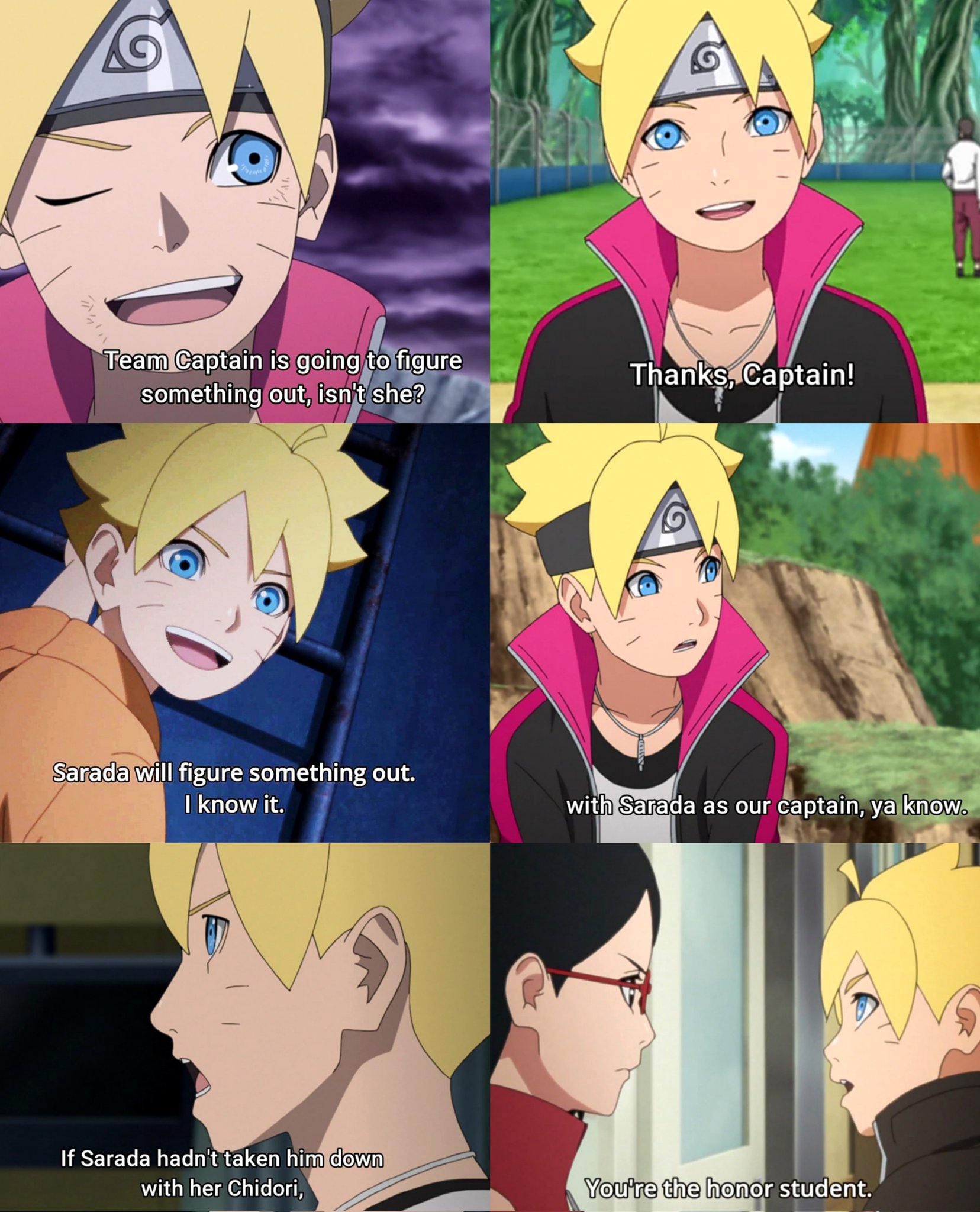 🥗🔩 on Twitter: "Boruto being Sarada's supporter and always calling her