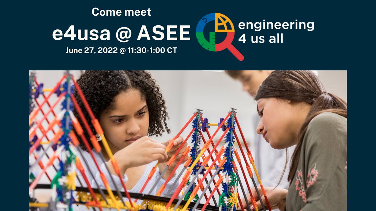 It's e4usa @ASEE! Have you been curious about learning more about e4usa? Join our session at ASEE on Monday, 6/27 11:30-1:00 CT.