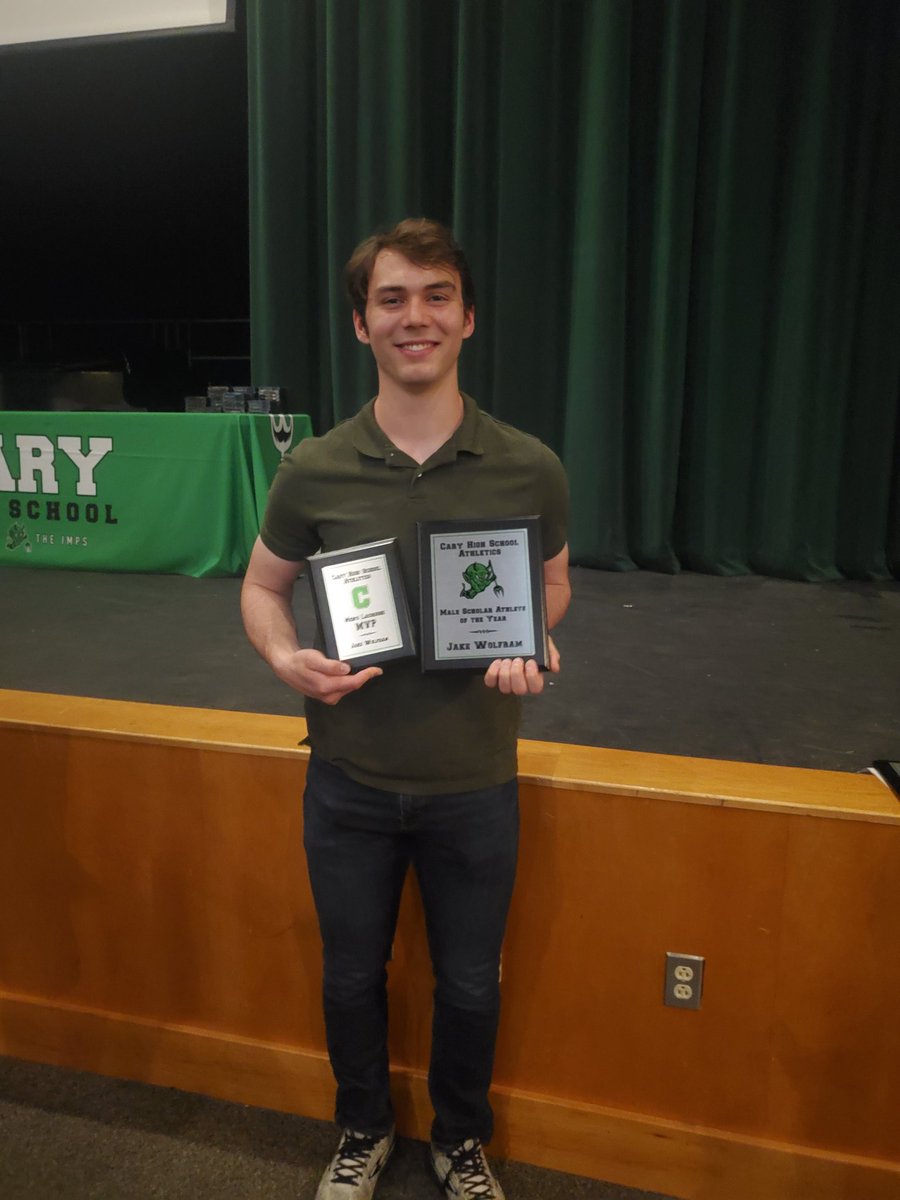 carylax's tweet photo. Jake Wolfram is The Cary High School Male Scholar Athlete of the Year for 2021-2022!  Well done Jake!  He was also the Men's Lacrosse MVP this season. Getting in done on the field/mat and in the classroom.  #carypride @IMPAthletics https://t.co/pYXQCaJT00
