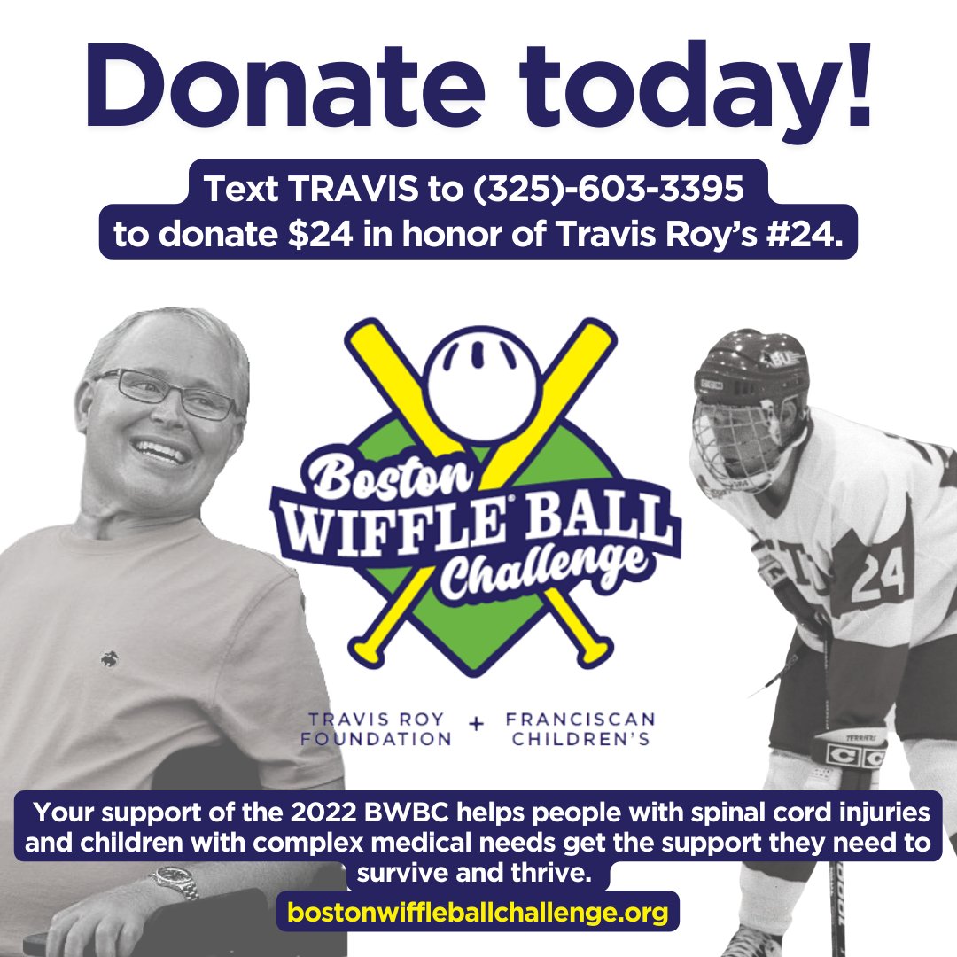 Join us on 6/2 for <a href="/TRFoundation/">TravisRoyFoundation</a> last official event! Ty to <a href="/FranciscanHFC/">Franciscan Childrens</a>, to all our donors, and all #Boston landlords lighting up next week! For more info on the 2022 #BWBC or to donate: give.franciscanchildrens.org/campaign/2022-…