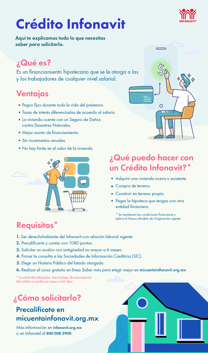 Infonavit's tweet photo. Ahora tu Crédito Infonavit te ofrece más opciones de financiamiento que se adaptan a tus necesidades de vivienda. Para conocerlas, primero debes precalificarte en Mi Cuenta Infonavit: https://t.co/Tv1jhMmgI4 https://t.co/twrQvRgWmd