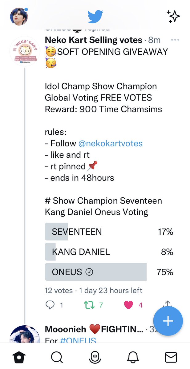 thekeonhee0's tweet photo. @nekokartvotes For #ONEUS https://t.co/QbMrGc8q5L