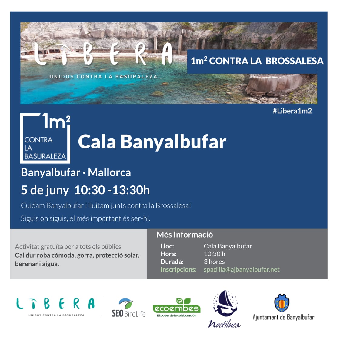 ¡¡Abrimos actividad en #Banyalbufar!!
¡Estamos de cumple! Celebrando dos pedazo de días:👉🏾el  #DiaMundialDelMedioAmbiente 👉🏾y el #DíaMundialdelosOCÉANOS🧜🏿‍♀️
📅4 y 5 de Junio en dos playas
📍Mondragó #AmadrinaMondragó
📍Banyalbufar 
#1m2022 #ProyectoLIBERA  <a href="/seo_birdlife/">SEO/BirdLife</a> #Libera1m2