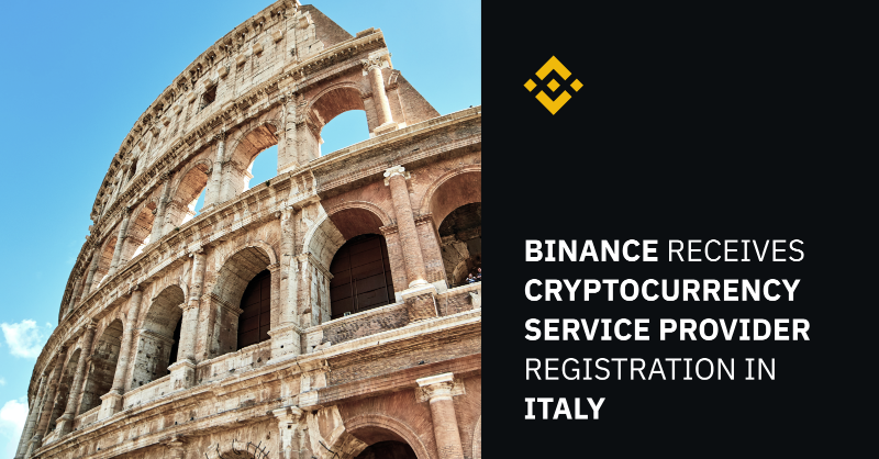 binance's tweet photo. Ciao Italia! #Binance is now a fully regulated Virtual Asset Service Provider in Italy 🇮🇹

#Binance has been granted a Virtual Asset Service Provider registration by ‘Organismo per gli agenti e mediatori’ (OAM), which supervises crypto operators in Italy.