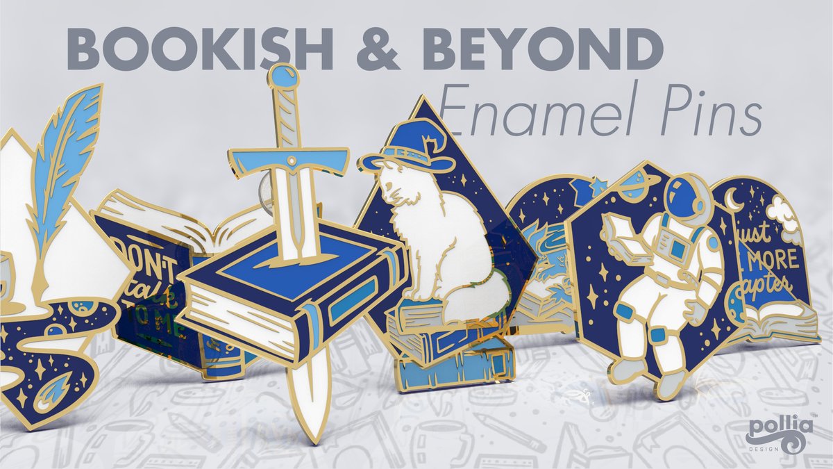 PolliaDesign's tweet photo. Just launched on Kickstarter - 7 Bookish pins and lots of stretch goal freebies!
https://t.co/FhNs5KMrsb https://t.co/nYRzuYogcG