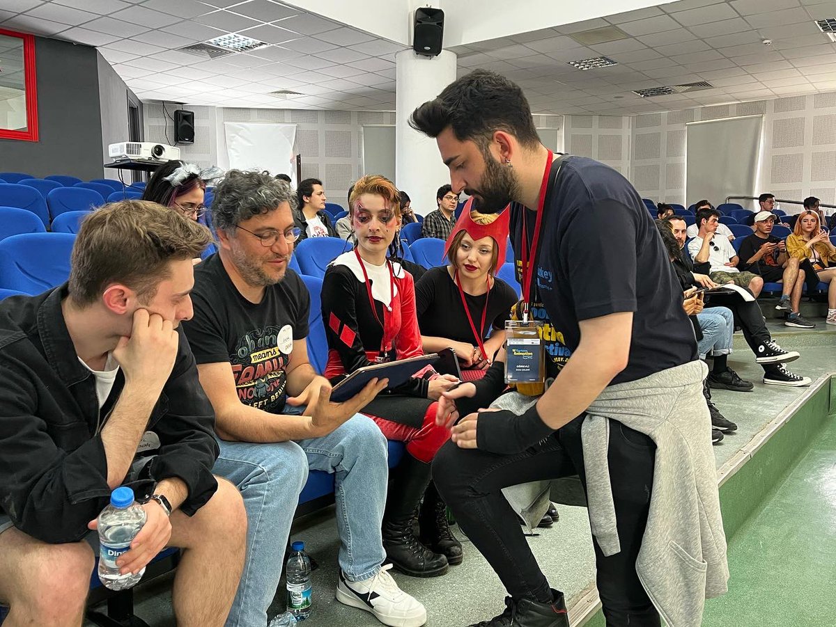 PeakCom's tweet photo. The last 3 years have really flown by! We’re thrilled to be back at the Dumlupinar University Cartoon Animation Festival! We got to meet with students, review their portfolios, and give a presentation about game art. 😁 https://t.co/dT0ylFgXXx