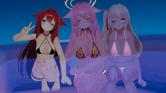 けけりえるさんも遊びに来てくれたので3人で記念撮影!(*`ω`*)
みんなでのんびりと過ごしてた!
しゅりさんの水着写真! 