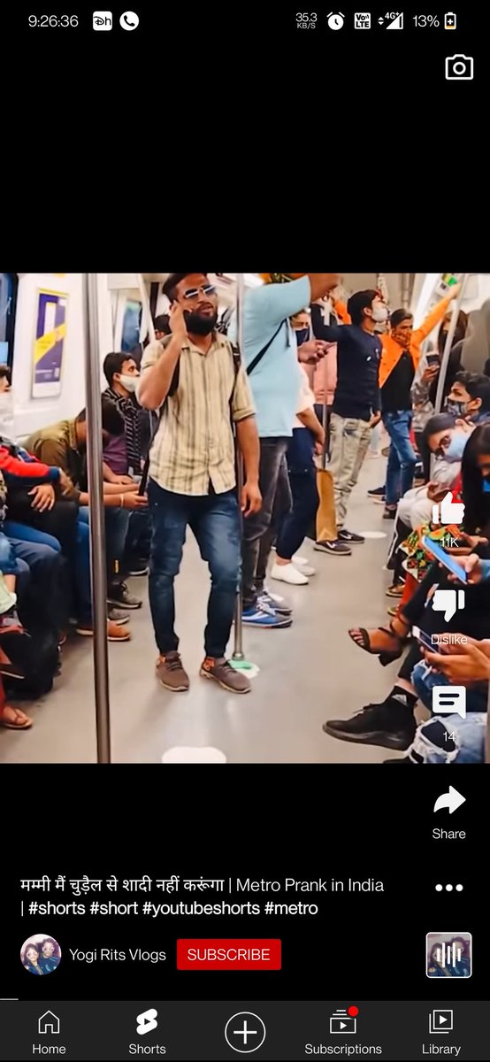 harshgovind1's tweet photo. @OfficialDMRC @Thenorsepirate @Divertliving People have been happily flouting this and uploading videos taken in DELHI METRO. Attaching herewith a youtuber with channel Yogi rits vlogs. As a responsible metro traveller thought of reporting this.. https://t.co/o4qSYNAZ5t