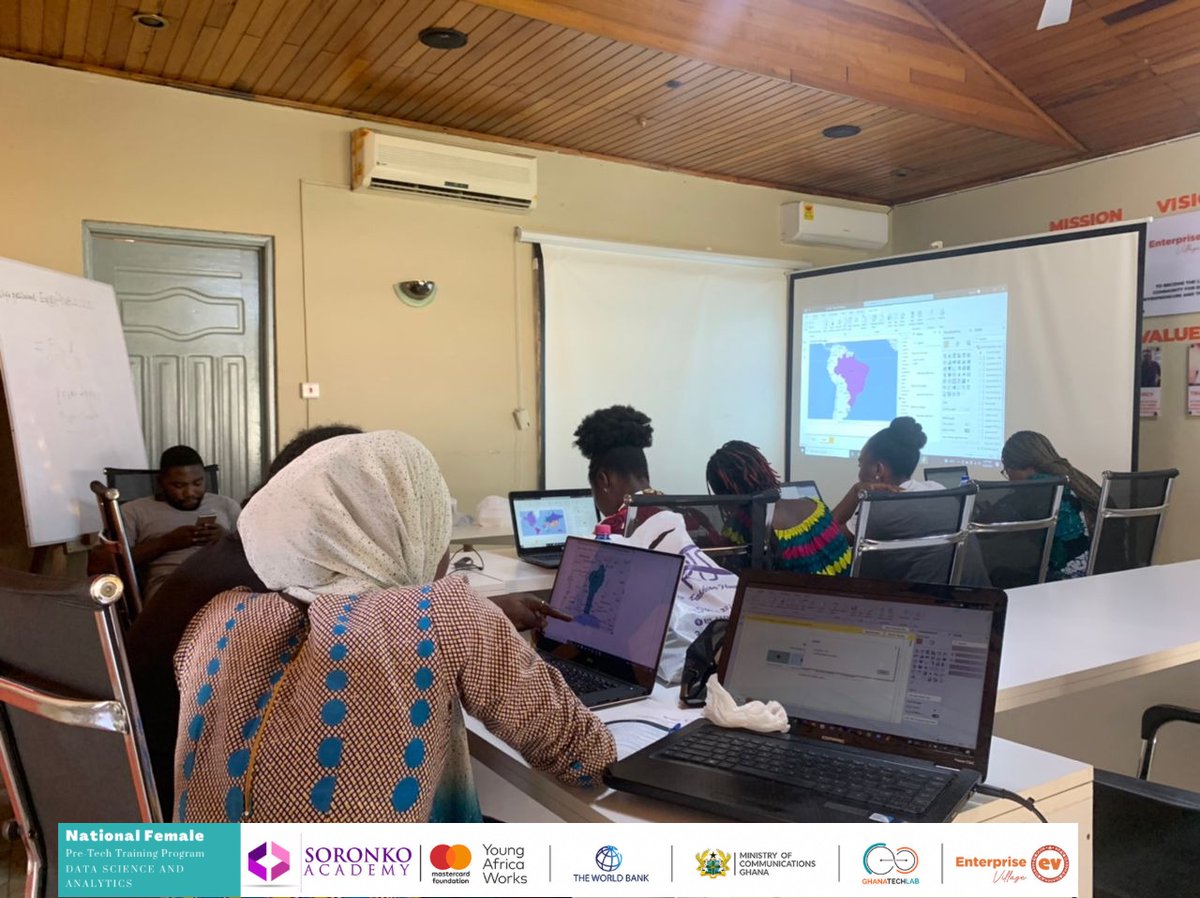 EVhubaccra's tweet image. National Female Pre-tech training - Day 5
The trainer took the ladies through the visualization types in power bI. They learnt how to use the power bI with maps, and how to export a report to power bI
#soronkoimpact #gtlimapct #datascienceandanalytics #evimpact