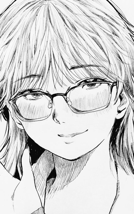 かみのけがうるさいメガネを好んで描きます 