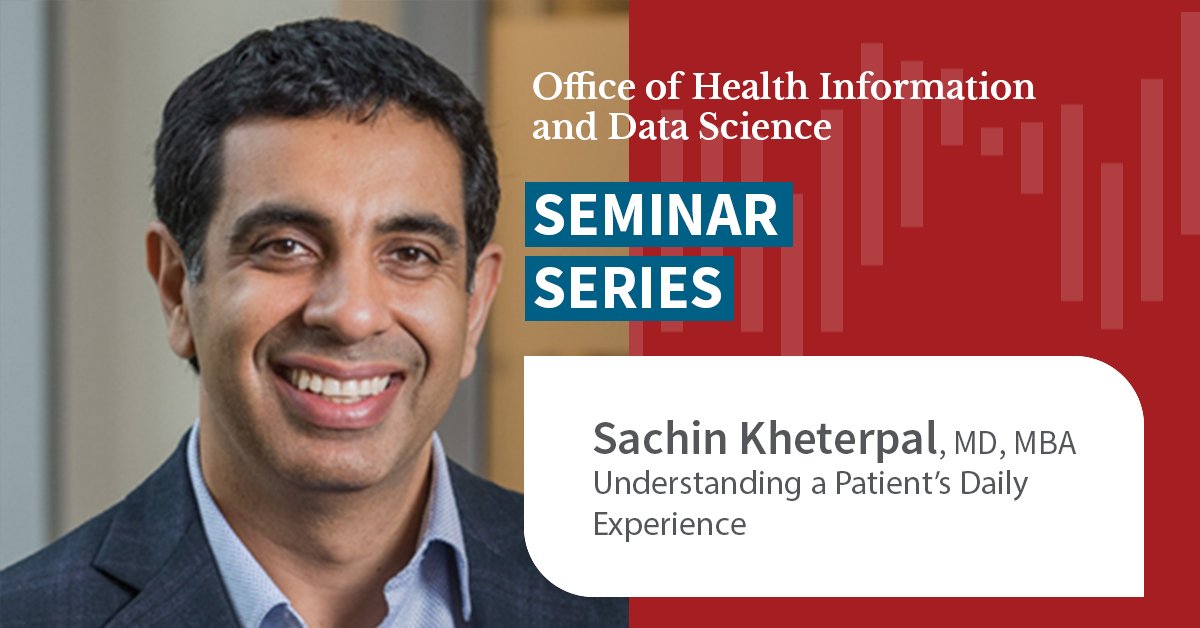 test Twitter Media - Join us at 3 p.m. as we welcome @sachinkheterpal to the monthly seminar series for his talk titled "Understanding a Patient’s Daily Experience – Evolving from Electronic Health Records to Smartphones and Wearables." Learn more and join the webinar at https://t.co/ydOAlgh6wn https://t.co/ijNDBY7Df2