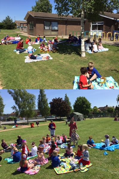 StMarysCPSch's tweet photo. Plenty of Jubilee fun today - Awards Assembly outside, tea party and lots of fantastic artwork! https://t.co/pz4qZrrEeb