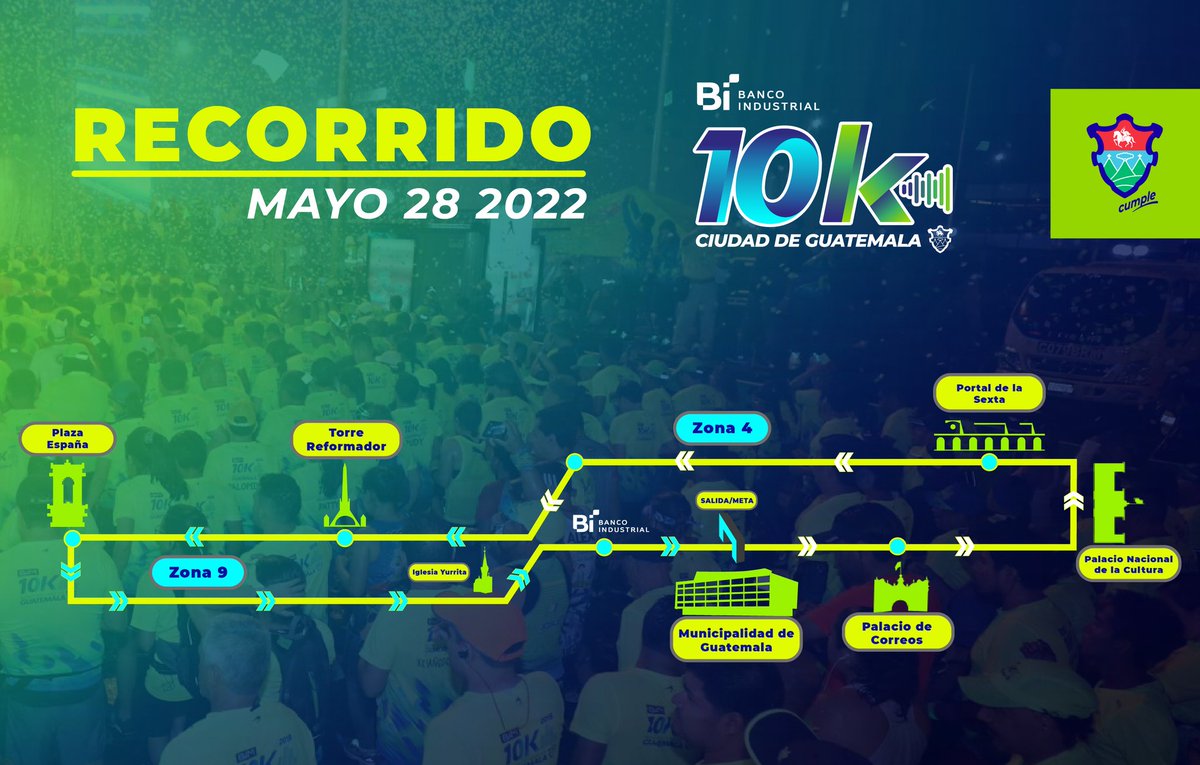 muniguate's tweet photo. ¡Compartimos el recorrido #10KMuniGuate!
Iniciando en #CentroCívico, pasando por arquitectura y monumentos emblemáticos de la ciudad como el antiguo #EdificioDeCorreos, nuevo #PortalDeLaSexta y la #TorreDelReformador.
¿Estás listo para correr la ciudad? 🚀 #UnaCiudadadParaVivir https://t.co/D8FZD8BXOi