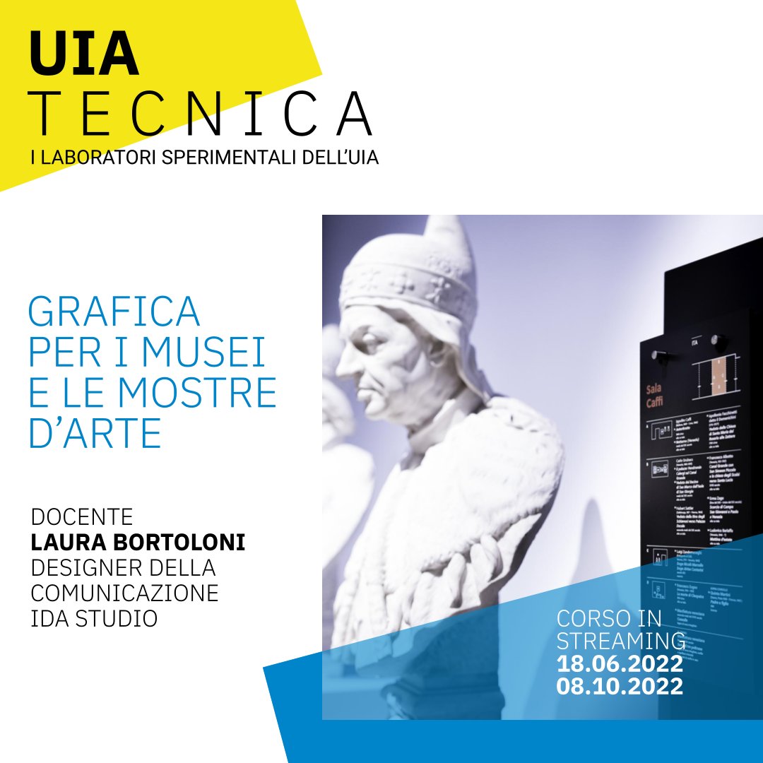 💥 i NUOVI CORSI TECNICA dell’UIA!
🎯 Il corso 𝐆𝐑𝐀𝐅𝐈𝐂𝐀 𝐏𝐄𝐑 𝐈 𝐌𝐔𝐒𝐄𝐈 𝐄 𝐋𝐄 𝐌𝐎𝐒𝐓𝐑𝐄 𝐃’𝐀𝐑𝐓𝐄 ti aiuterà ad approfondire il ruolo della #grafica nell’ambito dell’allestimento di mostre ed eventi culturali.
INFO e ISCRIZIONI👉bit.ly/3a2H7KI