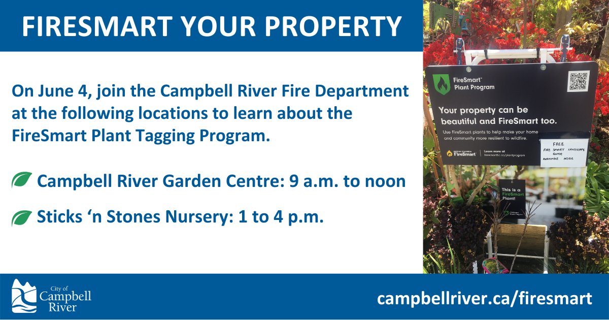 RiverCityFire's tweet photo. Gardening season is finally here, and your home can be both beautiful and FireSmart! Join us on June 4th.  

https://t.co/xGpZZaal2G

@BCFireSmart https://t.co/ZAbOry6jZ3