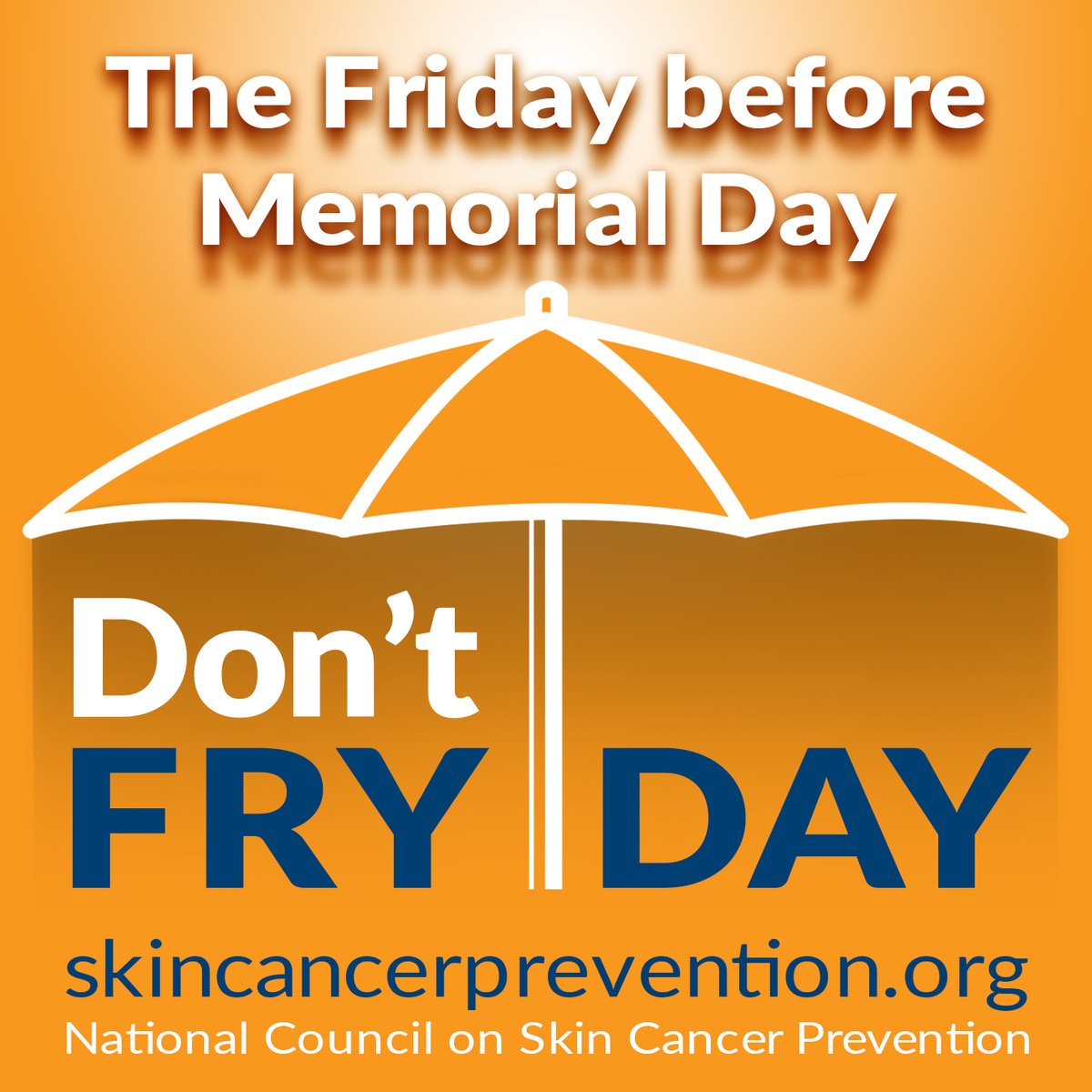 Today is DON'T FRY DAY!

Taking small steps to prevent #SkinCancer goes a long way. #ProtectYourSkin from the sun today on #DontFryDay & all year long! bit.ly/2Sl2A5E

#BeSunSafe #SkinCancerAwarenessMonth #SmallStepsForSunSafety #LiveSunSmart #NationalSunscreenDay