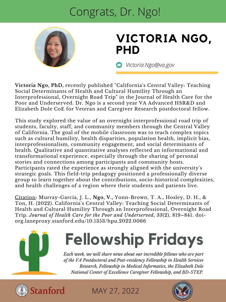 Congrats, Dr. Victoria Ngo! <a href="/Ci2iVA/">Innovate2Implement</a> <a href="/VAPaloAlto/">VA Palo Alto HCS</a> <a href="/vahsrd/">VA HSR</a> <a href="/UCDavis_Nursing/">UC Davis Betty Irene Moore School of Nursing</a>