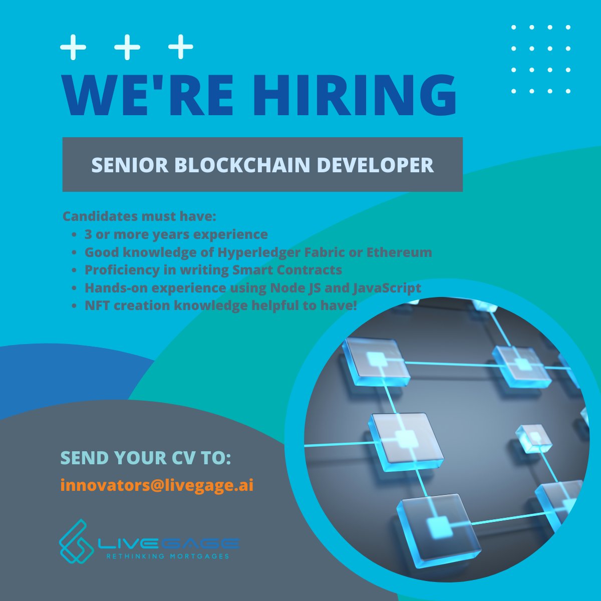 LivegageInc's tweet photo. It’s #ScrollingSaturday! We aren’t kidding when we say we're rethinking an industry and using cutting-edge tech to do it.  If you have 3+ years of experience as a Senior Blockchain Developer, Livegage wants you to join our team of innovators.  Send us your CV! https://t.co/k1ucsi0i9l